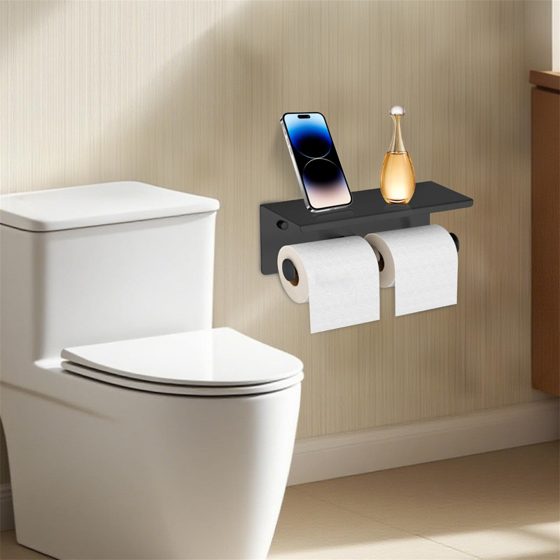 Wall Mounted Toilet Paper Holder, Matte Black