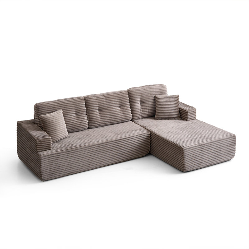 Méridienne modulaire en forme de L, canapé modulaire en forme de L, canapé en velours côtelé de style minimaliste moderne, dépliant en lit, chambre à coucher, canapé compressé confortable