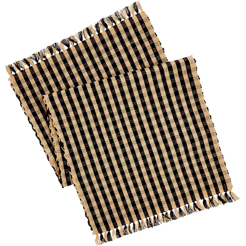 Cadagan Gingham 100% Cotton Table Runner, Black