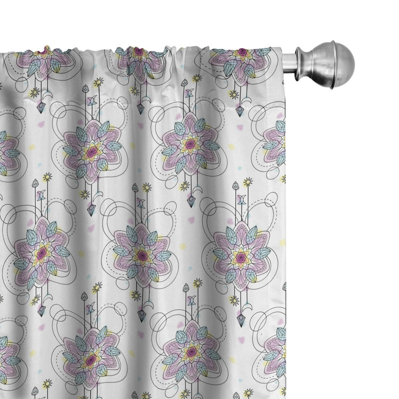East Urban Home Floral Semi-Sheer Rod Pocket Sliding Panel, 28" x 95"