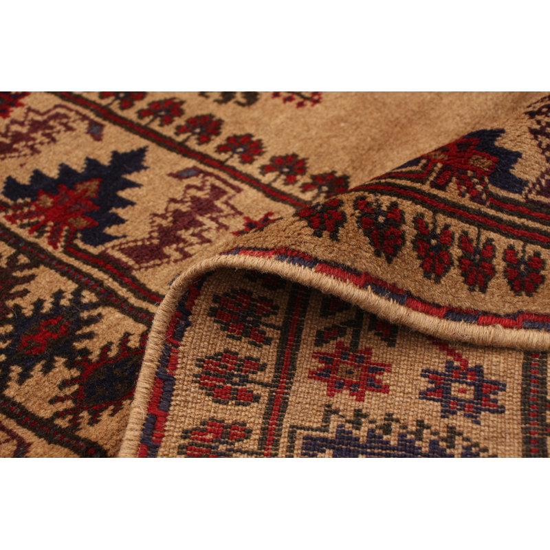Tapis décoratif beige en laine noué à la main de conception unique 6 pi 8 po X 9 pi 6 po noué à la main New Age