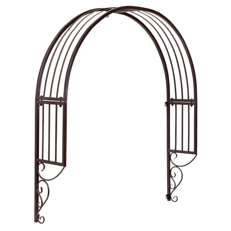 Chocolate Brown Metal Arched Garden Window Trellis