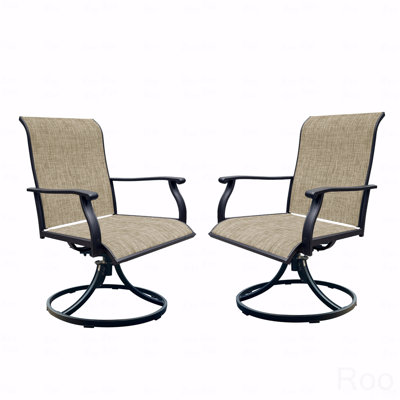Set Of 2 Outdoor Patio Dining Chair, Swivel Breathable PVC-coated polyester Lawn Chair