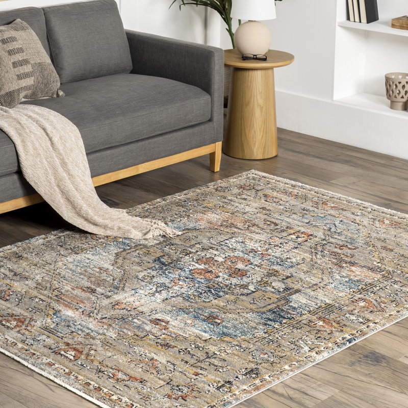 Machado Traditional Power Loom Performance Beige Rug, Rectangle 10' x 13'