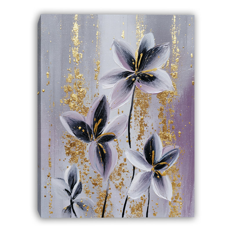 Art mural sur toile tendue Golden Petal Whisper, H 16 po x l 12 po x P 1 po