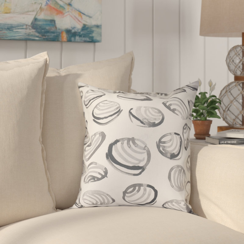 Coussin extérieur Rocio Clams, Gris, H 16 po x l 16 po