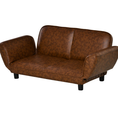 Foldable Pet Bed , Pu Leather For Medium & Large Dogs, Brown, Offers A And Comfortable Resting Spot Couch, Brown Leather, Seating Area