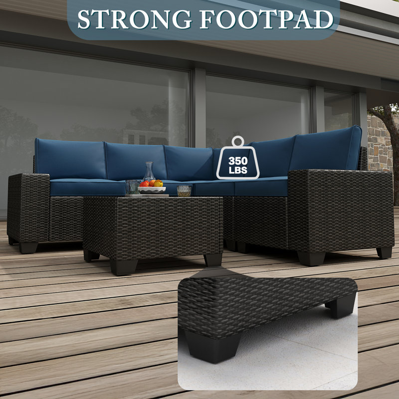 Ensemble de meubles de patio 6 pièces, Bleu lac, Kaki foncé