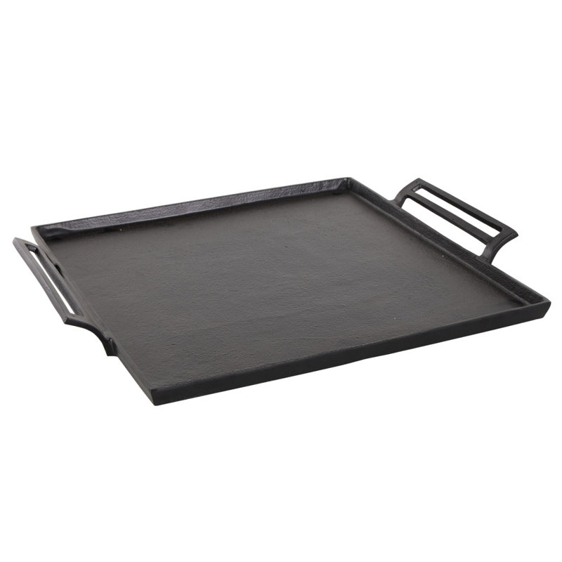 Aluminum Metal Square Living Room Decor Tray With Handles, Black