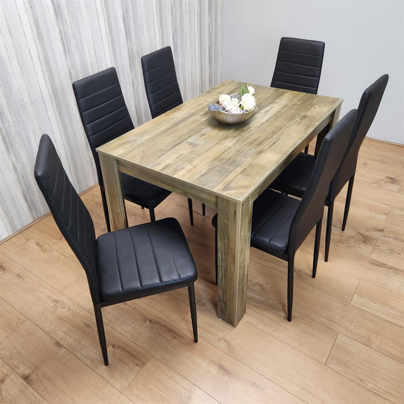 Kayenta 6 - Person Dining Set, Black, 75cm H x 117cm W x 77cm D