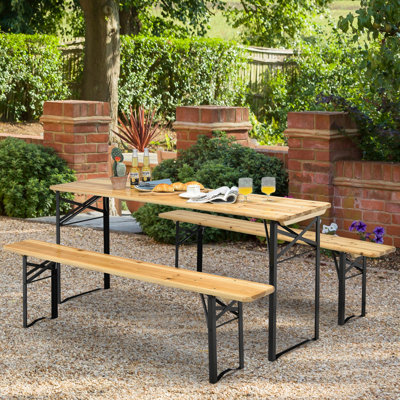 Brendi 4 - Person Fir Solid Wood Patio Dining Set Rectangular Table