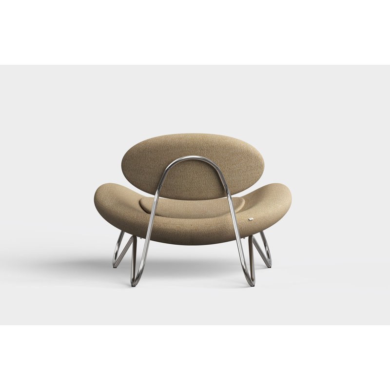 Meadow Lounge Chair, Black Painted Steel Frame, Rose Wool Blend, Chrome