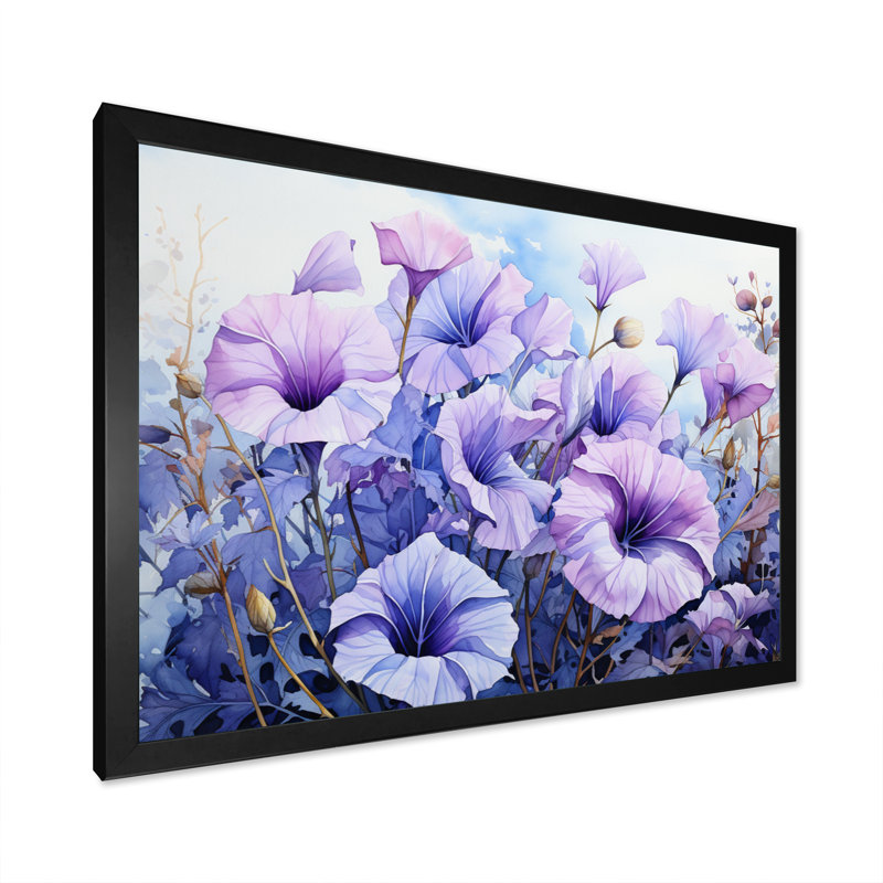" Purple Morning Glory Graceful III ", H 12 po x l 20 po x P 1 po, Cadre simple noir