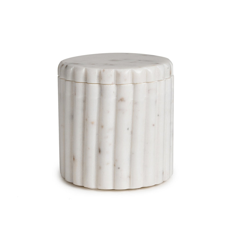 Pot de cuisine en marbre, H 4 po x l 4 po x P 4 po, Blanc