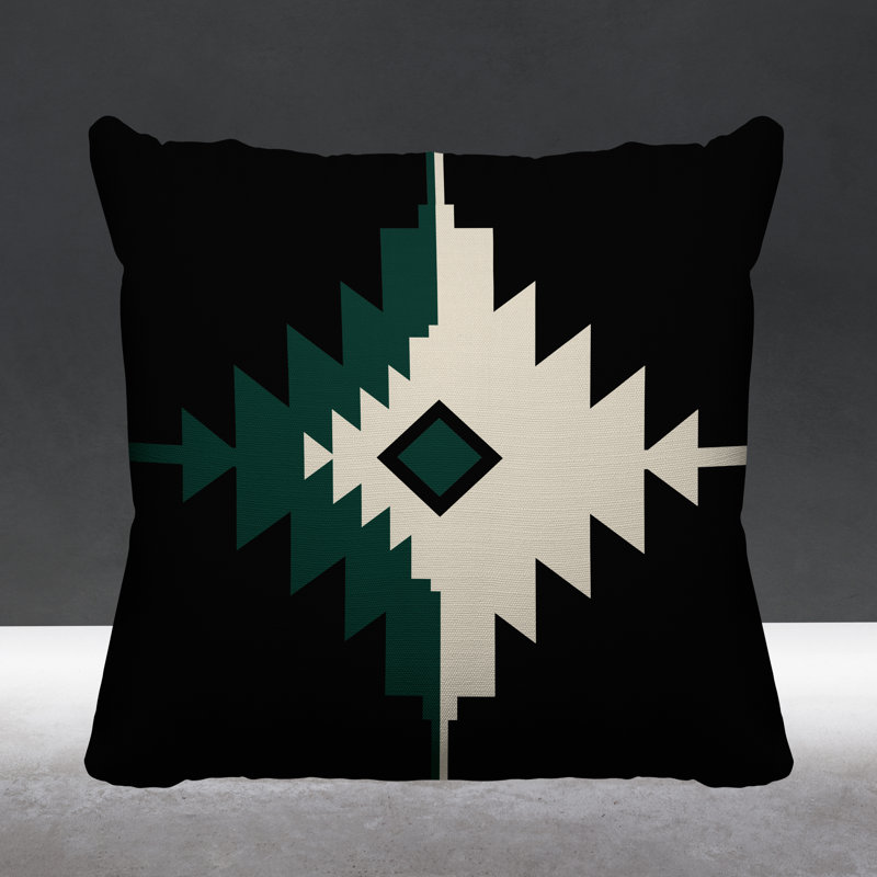 Coussin décoratif intérieur / extérieur Askii Southwestern, L 17 po x H 17 po, Émeraude