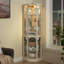 Vitrine d'angle vitrée avec vitrine d'angle lumineuse, vitrine avec éclairage (incluse), bar à vin, armoire à vin avec tablettes réglables en verre, décoration sculptée BLANC, lumière (incluse)-1205803269