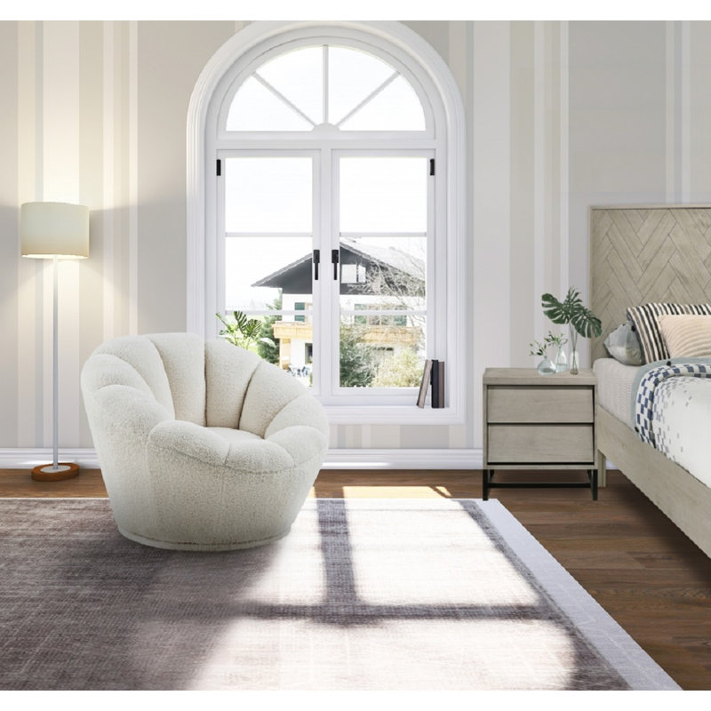 Dietrich Faux Sheepskin Fur Swivel Accent Chair