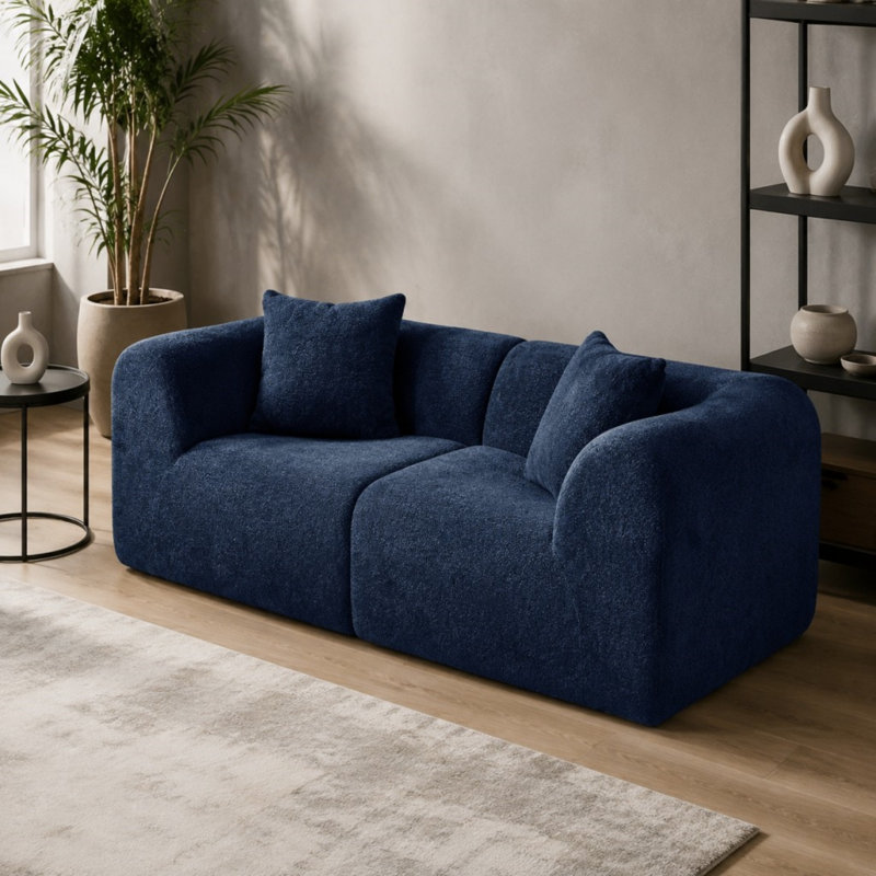 Canapé moderne 2 places, Bleu