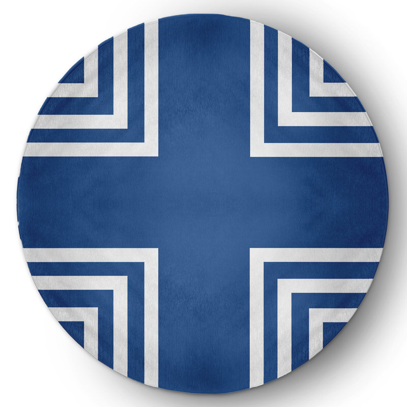 Chenille Geometric Indoor Rug, Round 5'