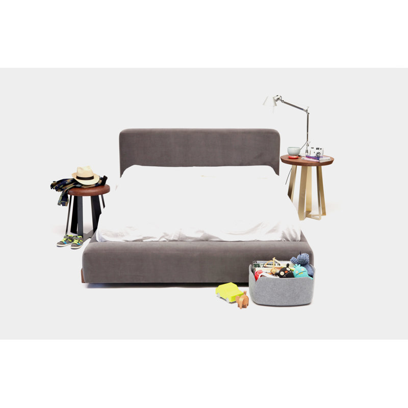 Upholstered Platform Bed, Queen, Flannel