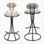 Ensemble de 2 tabourets de bar rembourrés avec tabourets de bar à hauteur de comptoir et chaises de bar modernes en velours pour îlot de cuisine et salon (noir et rayé)-1595167700
