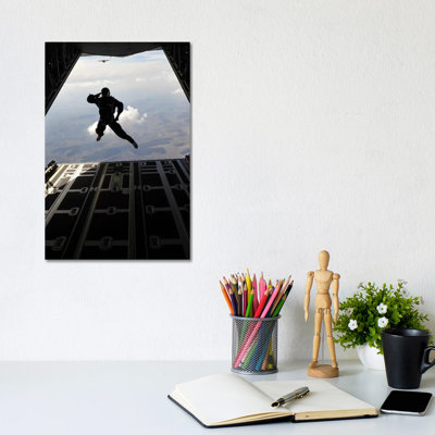 Paratrooper Salutes by Stocktrek Images - Wrapped Canvas Gallery-Wrapped Canvas Giclée