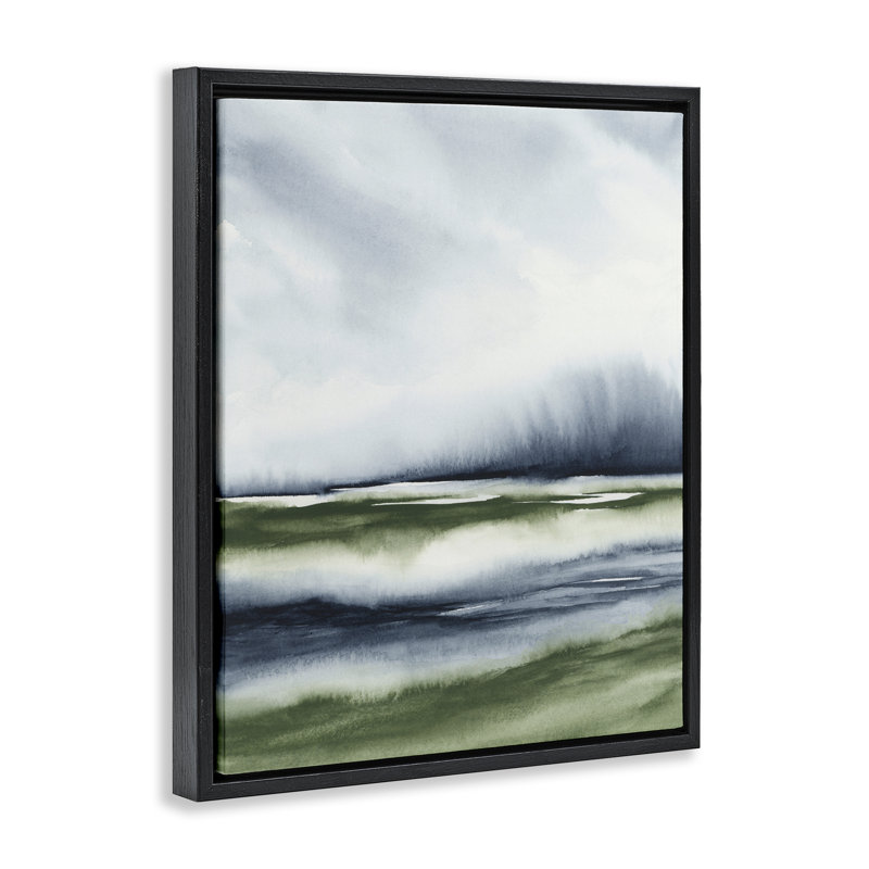 Cadre flottant Sage Shadows Landscape, conception par 1x, Cadre flottant noir de jais, H 21 po x l 17 po
