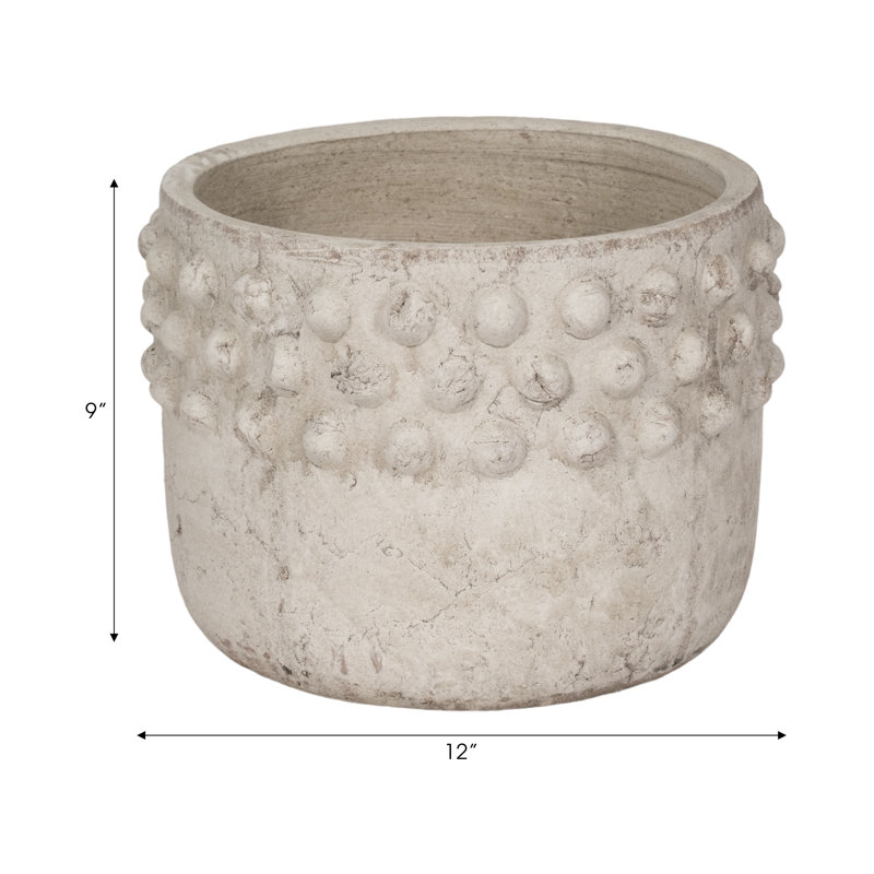 Planter Pottery Terracotta Raised-Dot Textured Rim Sculpted Detailing Handcrafted Design Rustic Decorative Accent Planter Pot Ideal for Indoor Outdoor Decor and Botanical Display Spaces