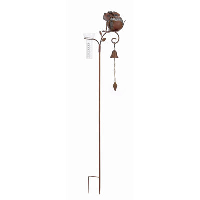 Rustic Metal Dog Solar Rain Gauge Garden Stake