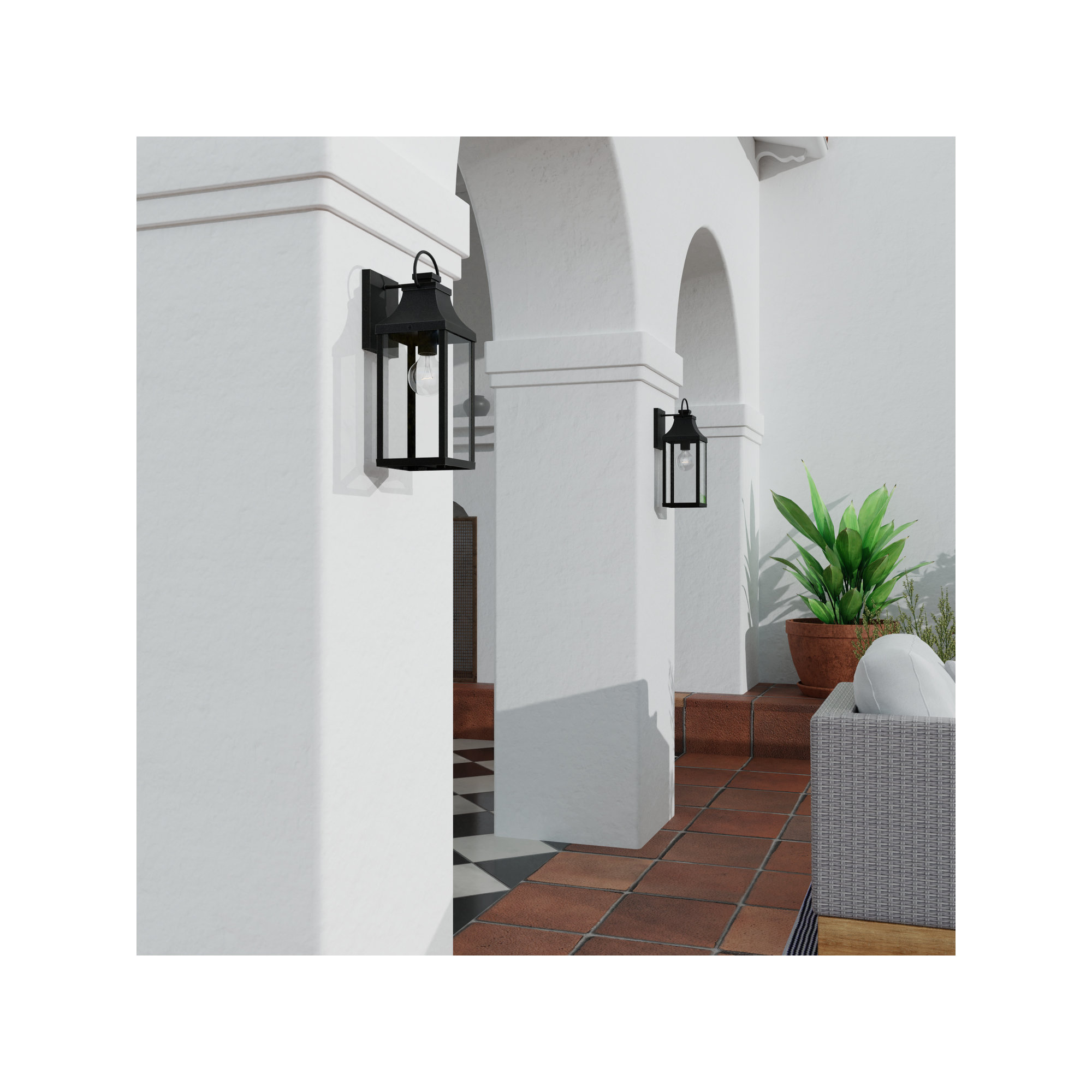 Single Light Outdoor Wall Light, Black