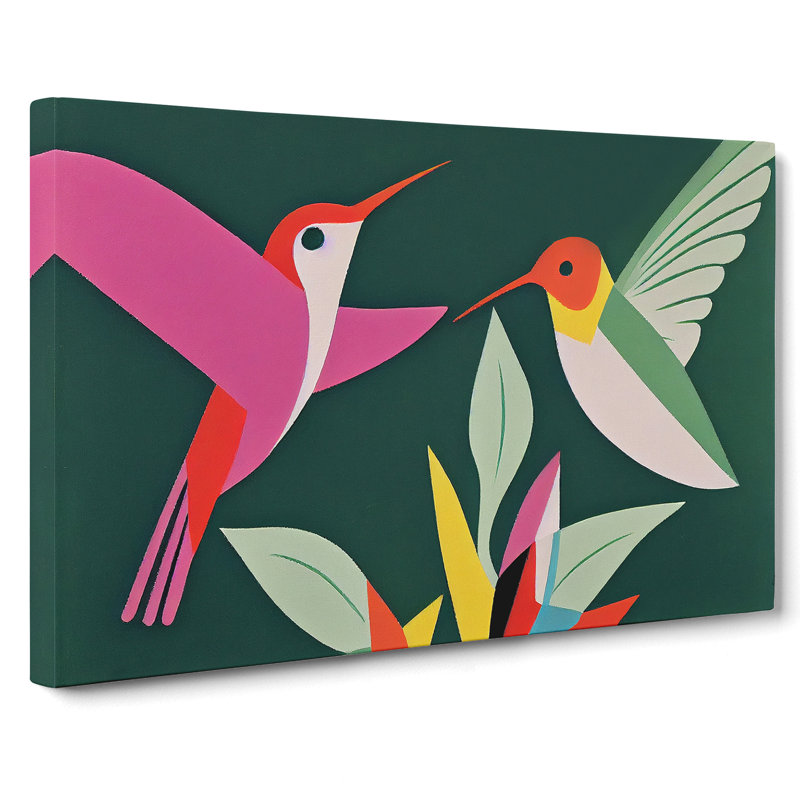 Hummingbirds Abstract - Wrapped Canvas Painting, 35cm H x 50cm W x 3cm D