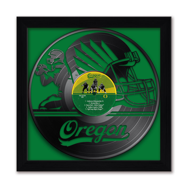 Disque vinyle NCAA-FER Oregon Ducks, football américain, impression encadrée 13" x 13", NCAA Oregon