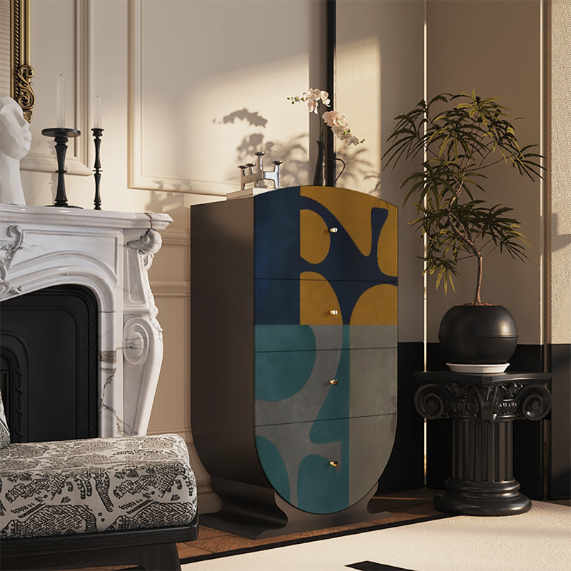 Armoire à tiroirs de style français rétro, Noir, noir, noir, noir