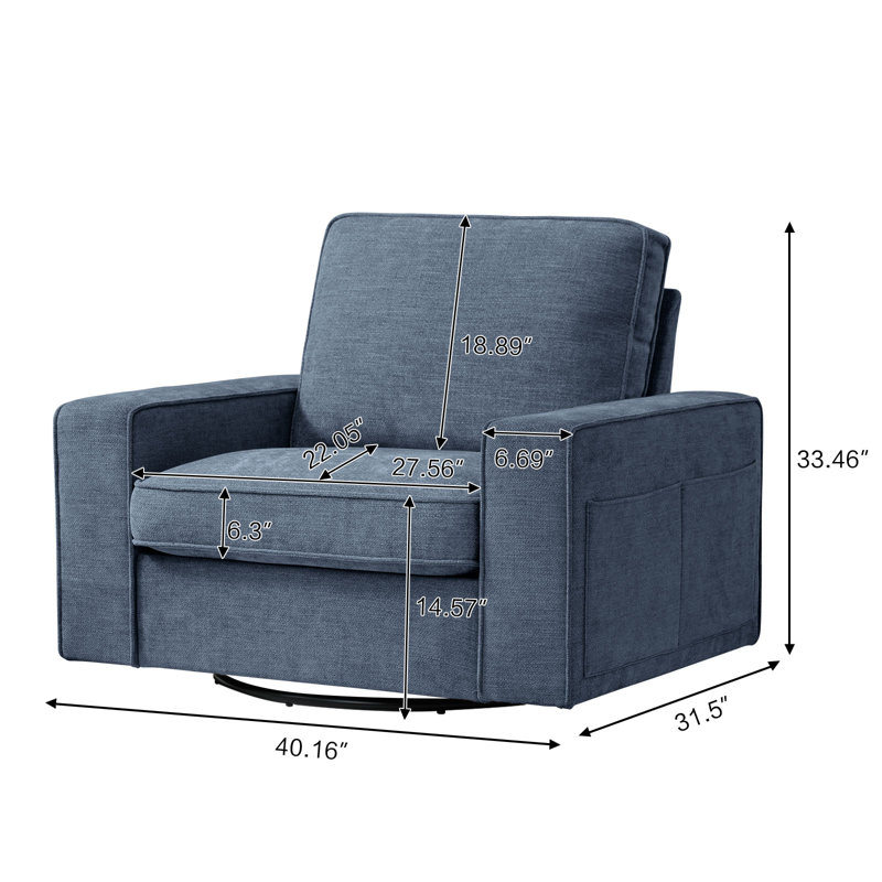 Canapé simple 40,16 po, Chenille bleu
