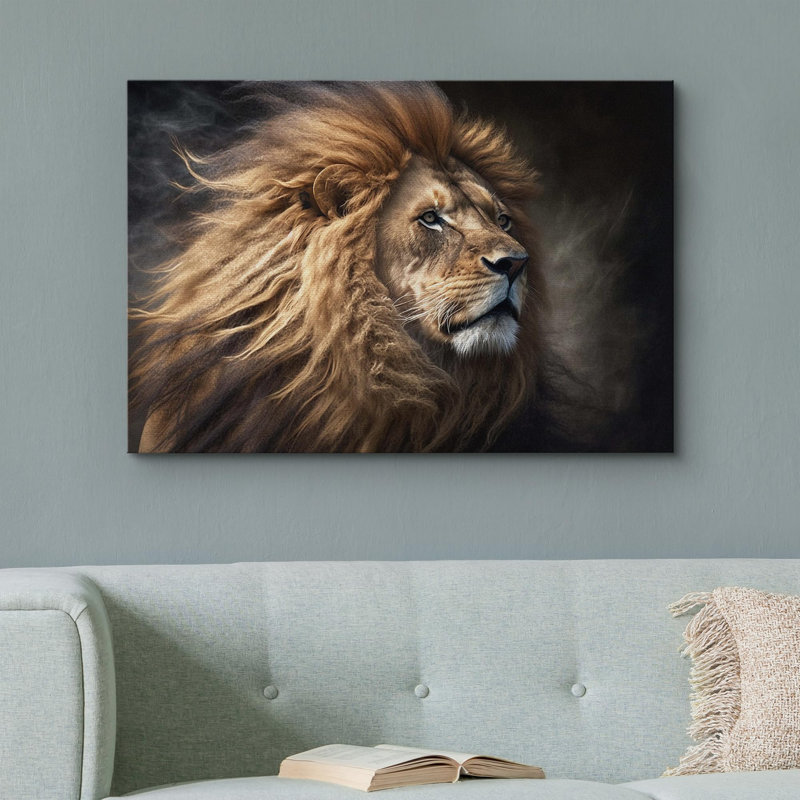 Animaux, lion, crinière de lion, jungle sur toile, Toile tendue, H 32 po x l 48 po x P 1,5 po