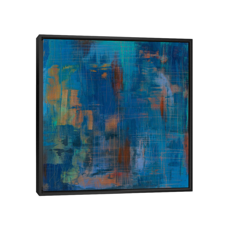 "northern lights" , reproduction d’art sur toile tendue, H 37 po x l 37 po x P 1,5 po, Toile avec cadre noir, Pas de tapis