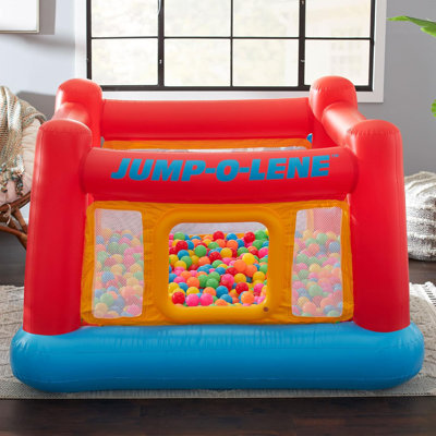 Intex Inflatable Jump-O-Lene Trampoline Bounce House with Crawl-Thru Door & Net