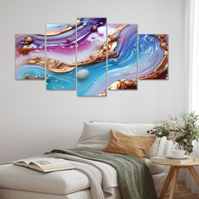 Opulent Agate Azure Dreams Glam - Marble Wall Art Set 5 Piece
