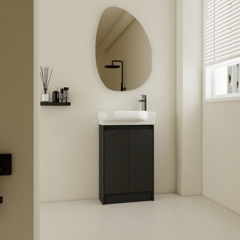 Meuble-lavabo autoportant de 23 po avec lavabo, Noir châtaignier