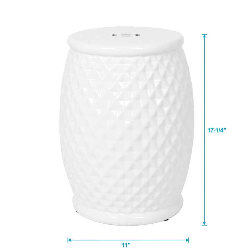 Tabouret de table d'appoint en céramique 11 po x 16,95 po - intérieur / extérieur à surface vernie