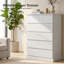Commode 6 tiroirs pour chambre à coucher, commode haute pour chambre à coucher, commode moderne avec poignées dissimulées, armoire de rangement verticale en bois pour chambre à coucher, salon, entrée, blanc-156036821