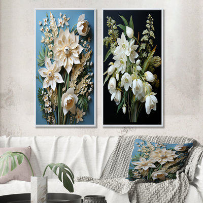 Snowdrops Minimalism Dream - Snowdrops Canvas Art Print Set Of 2