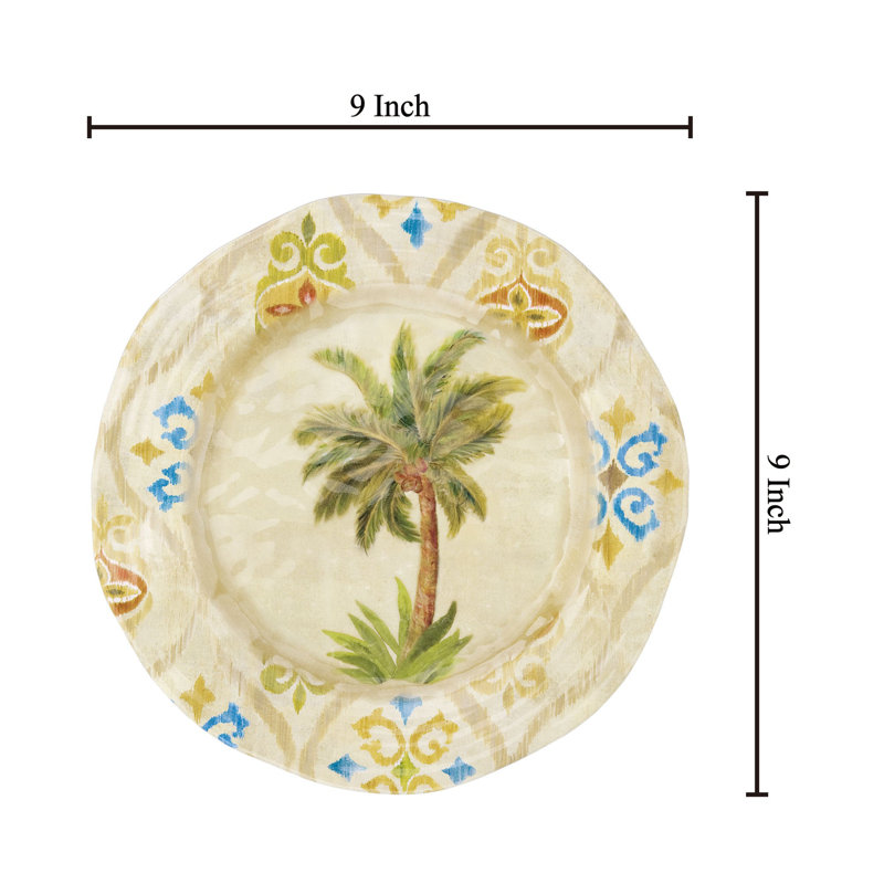 6-Piece Ikat Palm 9" Melamine Plate