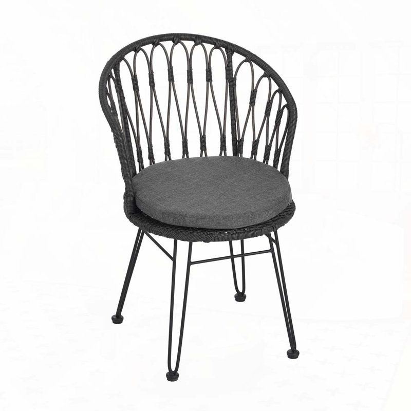 Outdoor Patio Papasan Chair, Gray, Black