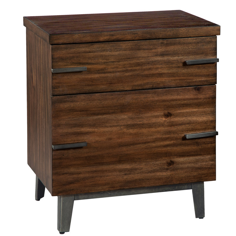 Transitional 2-Drawer Black and Brown Legal Size File Cabinet
