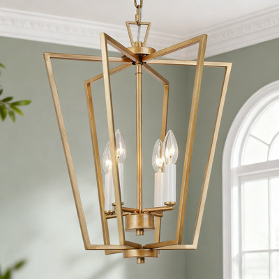 Luminaire suspendu géométrique 4 lumières pour îlot de cuisine en or rose