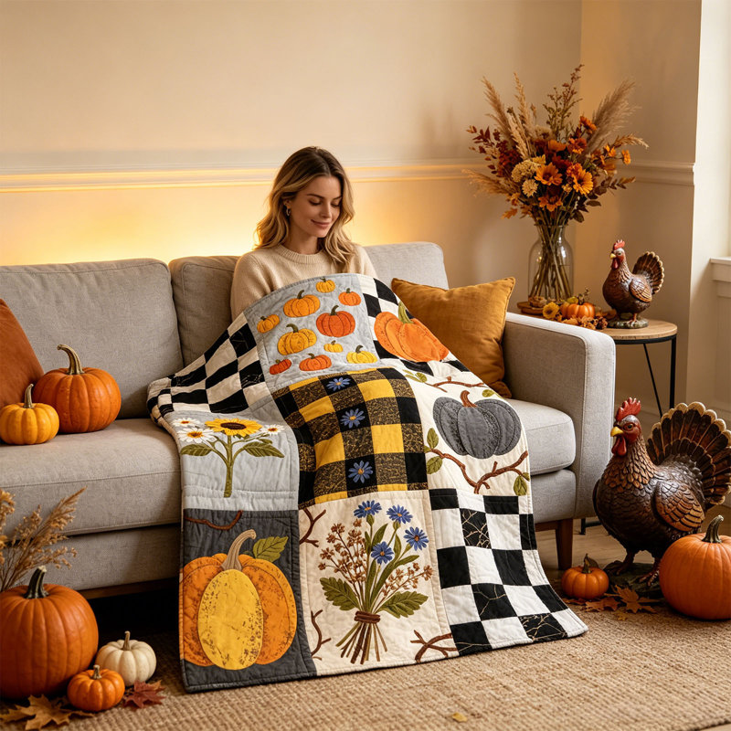 Couverture mignonne sur le thème de l'automne pour l'Action de grâce, couverture pour la sieste