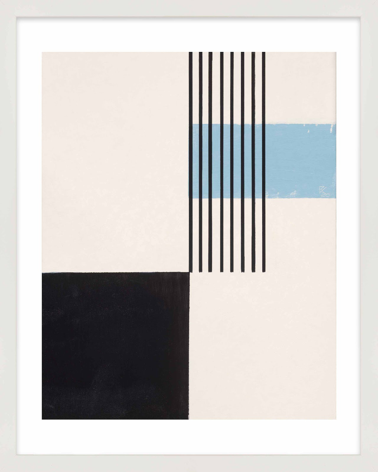 Black And Blue 2 by Robert Kamnatnik, 20" H x 16" W x 1.25" D, White