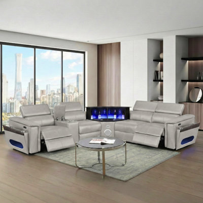 Faux Leather Power Reclining Sectional