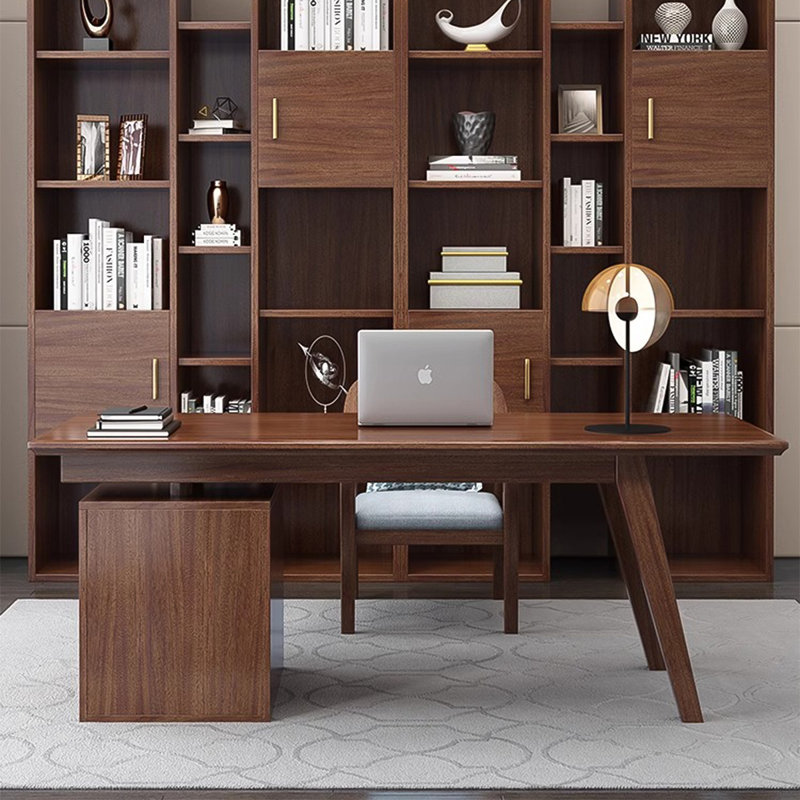 Bureau simple en bois de noyer clair luxueux Simple Design, H 29,13 po x l 70,87 po x P 29,53 po